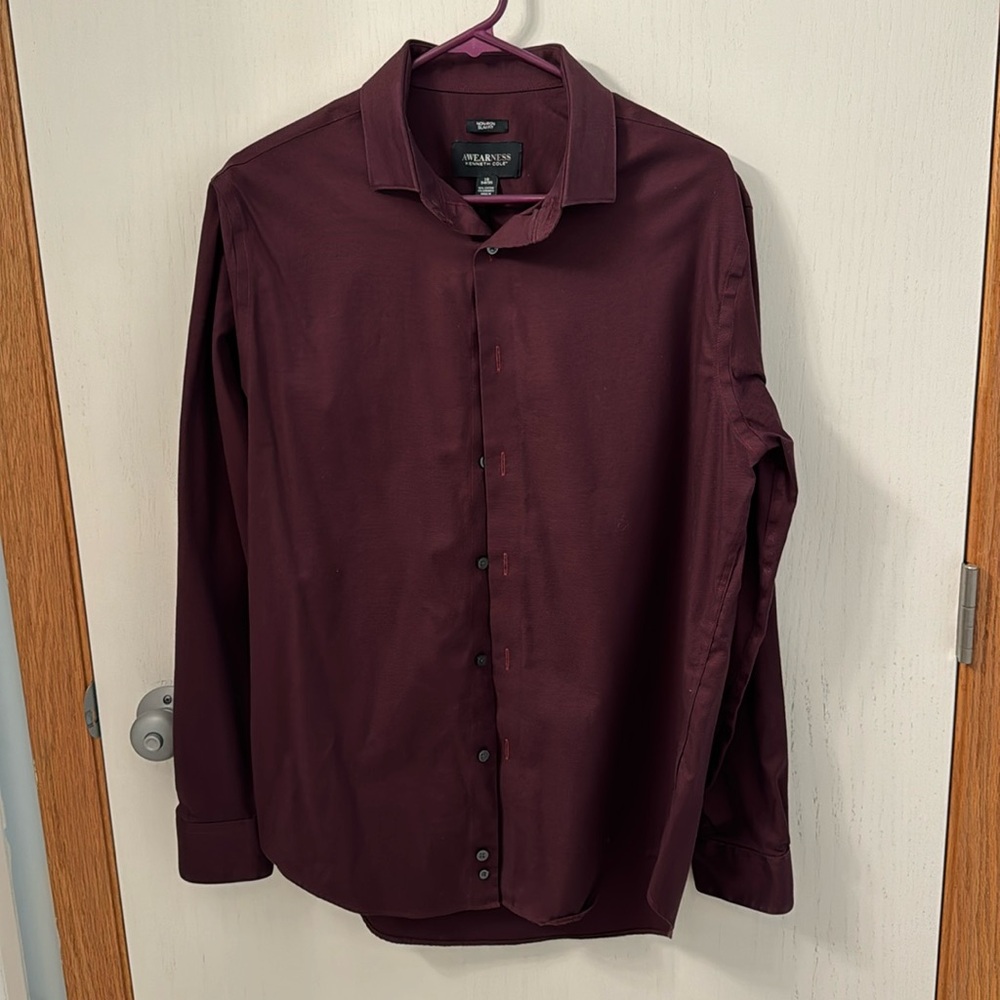 Men’s Kenneth Cole Slim Fit 16x34 Maroon Dress Shirt